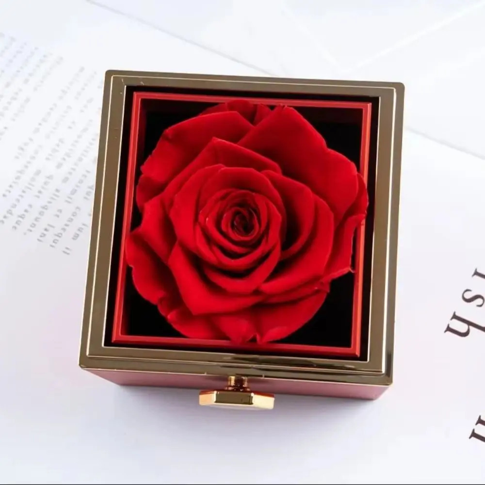 Rotation Rose Jewelry Gift Box Eternal Rose Ring Display Proposal Ring Boxes Dustproof Jewelry Display Rack Lovers 251201
