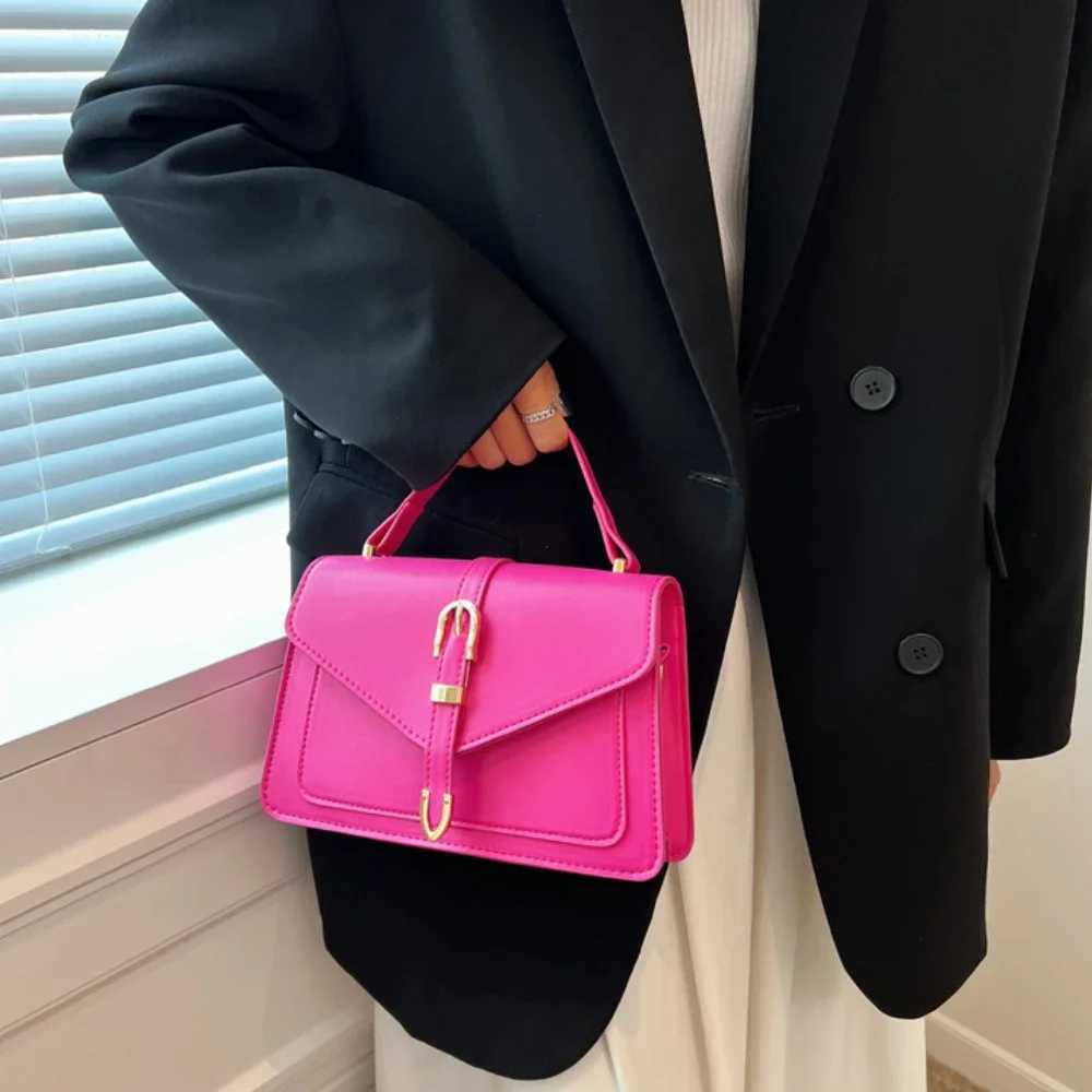 Fashionable Minimalist Crossbody Bag with Top Handle and Flap for Women Solid Color Square Purse with Simple Design Womens BagT251206