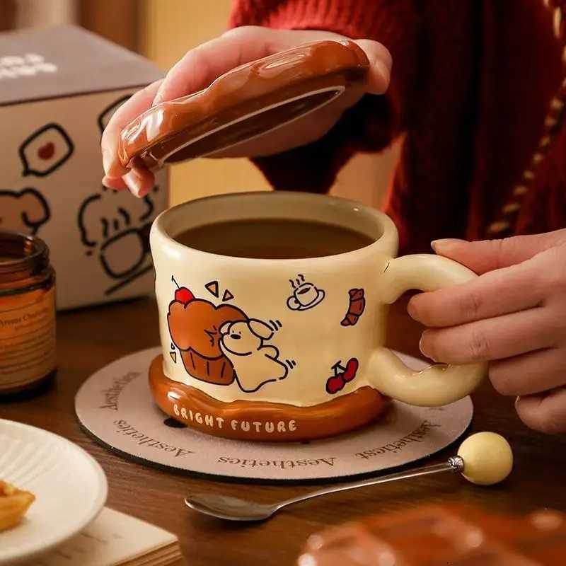 Adorable Dog Mug with Lid And Spoon High Aesthetic Value Birthday Gift Home Use Ceramic Coffee Water Cup for Daily Use M251206 - view 5