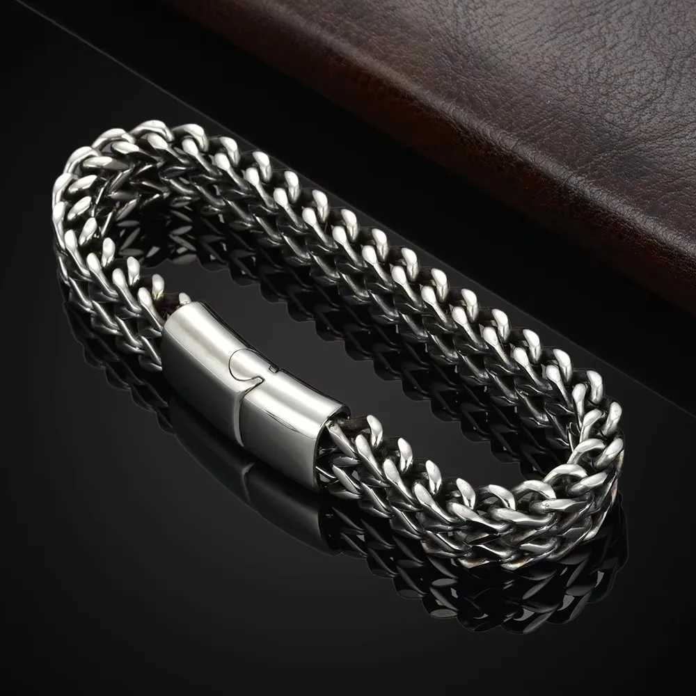 Stainless Steel Braided Double Row Front and Rear Fish Scale Alloy Magnetic Buckle Bracelet with Keel Jewelry New Model W251206