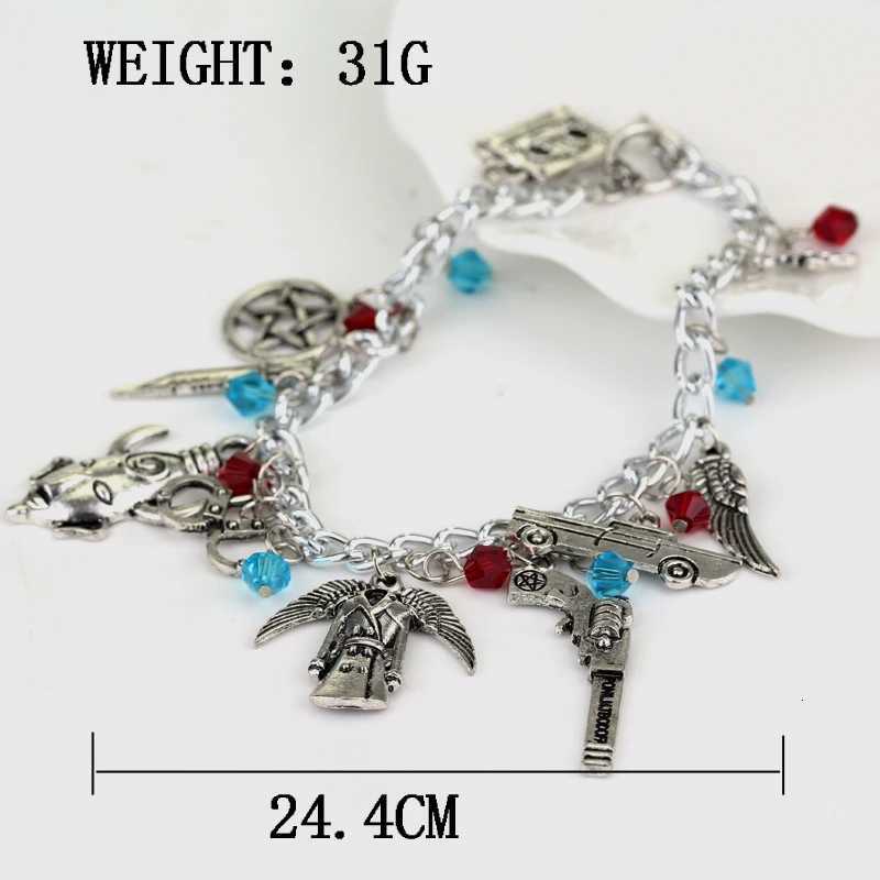 Supernatural Inspired Bracelets for Women Dean Winchester Jewelry Charms Pendants Bangles Bracelet Gothic Chain Wristbands W251206