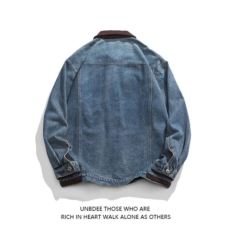 Designer Luxury Clothing Spring And Autumn New Men's Corduroy Denim Jacket With Turn-down Collar, American Retro Loose Fit Versatile Men's W