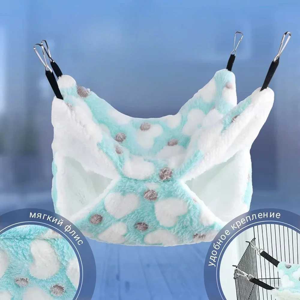 Hamster Hammock Small Pet Hanging Bed Double Warm Thickened Honeybug Flying Squirrel Guinea Pig Hammock Pet Cage Accessories M251206