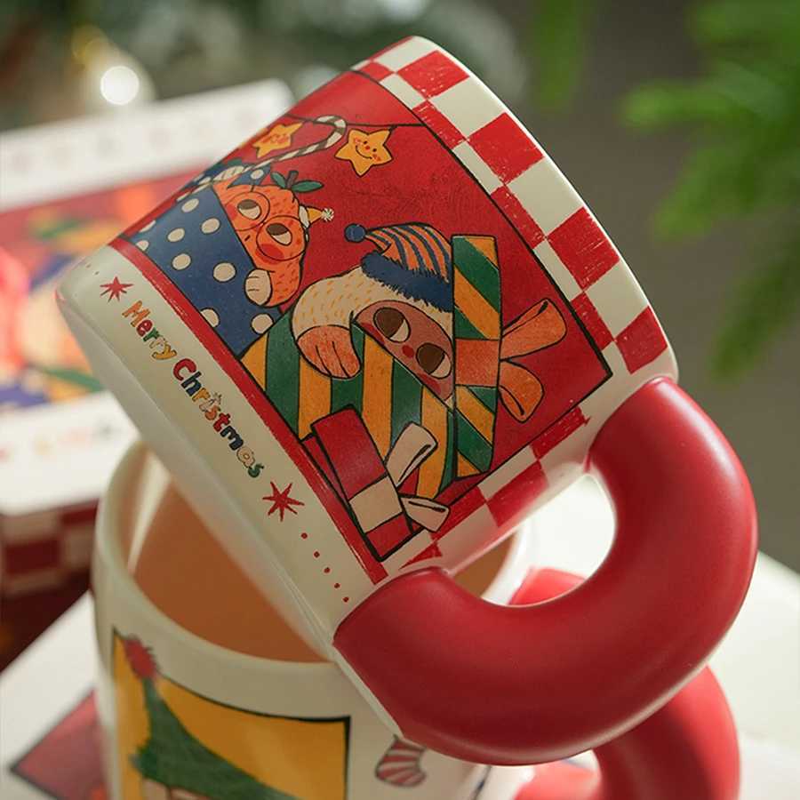 Ceramic Cartoon Snowman Mugs Ins Popular Santa Claus Printed Home Cute Water Tea Coffee Drinkware 620ml Cup With Big Handgrip M251206 - view 6