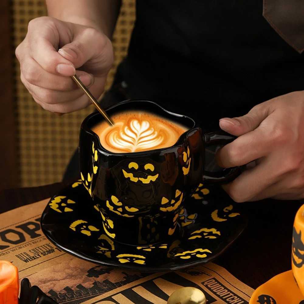 Creative Halloween Ceramic Mug Disc Set Household Kitchen Coffee Cup Plates Pumpkin Bat Milk Oat Breakfast Cup Set Festival Gift M251206 - view 6