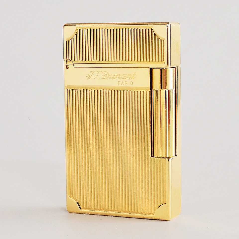 JTDunant Brass Lighter Butane Gas Smoking Cigarette Accessory Man Gift Collections Ping Sound Vertical Lines H251206