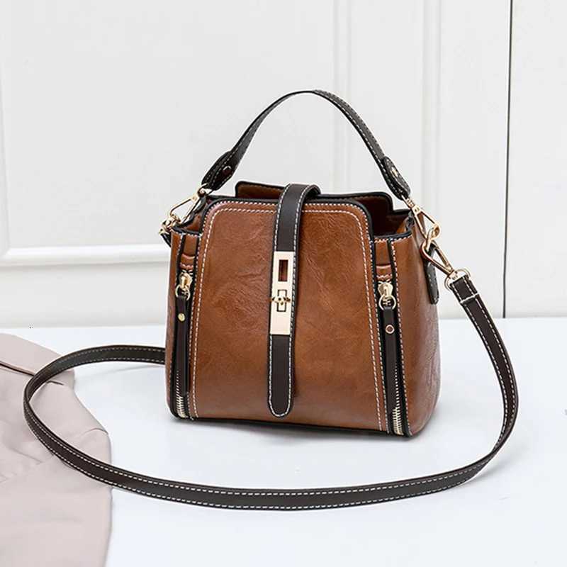 New Arrival PU Leather Bucket Shoulder Bags for Women Solid Color Crossbody Small Handbag Zipper Phone Purse Messenger Bag PouchT251205