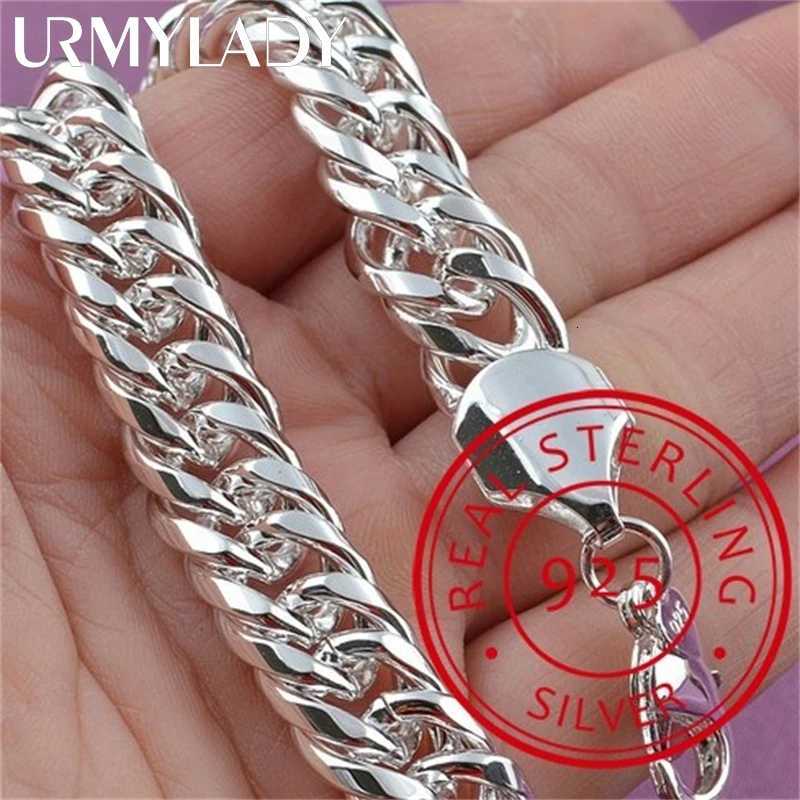 Noble 925 Sterling Silver Square Solid Chain Bracelet For Women Men Charm Party Gift Wedding Fashion Jewelry W251206