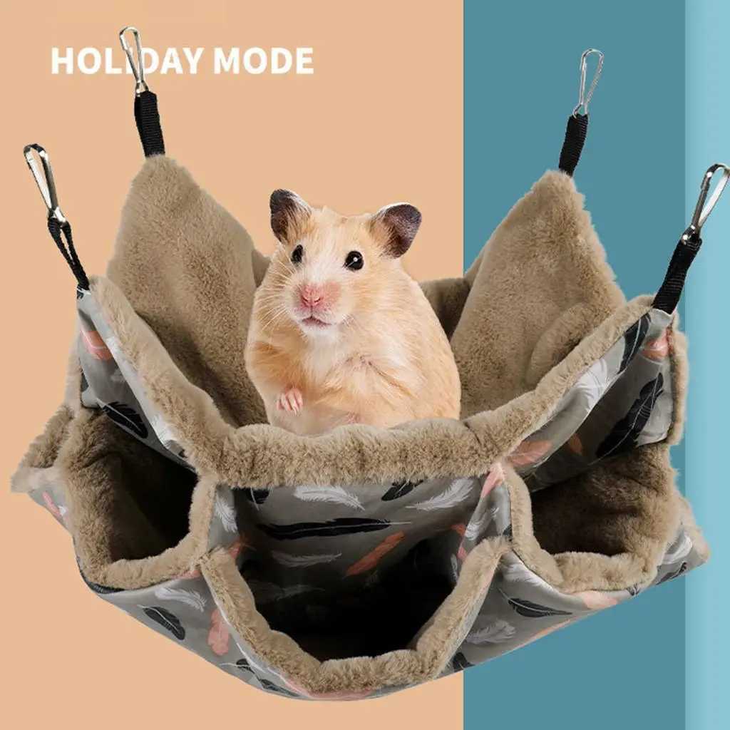Hamster Hammock Cotton Nest Three-layer Hanging Bed Nest Warm House Tunnel for Chinchillas Ferrets Small Pet Cage Accessories M251206