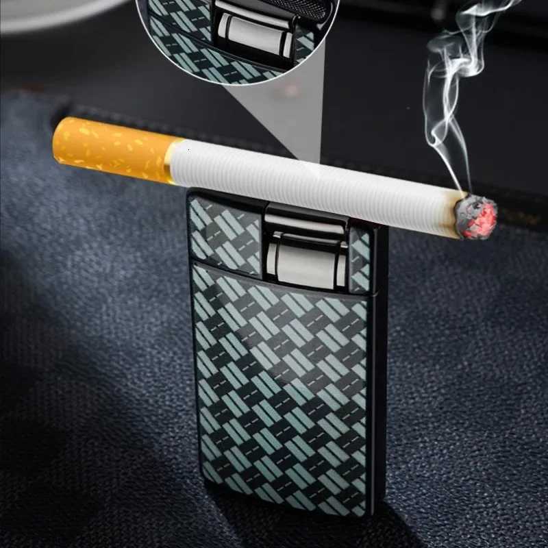 2025 New Creative Cigarette Butt Cigar Lighter Windproof Blue Flame Straight Metal Lighter Mens Gift Smoke Accesoires H251206