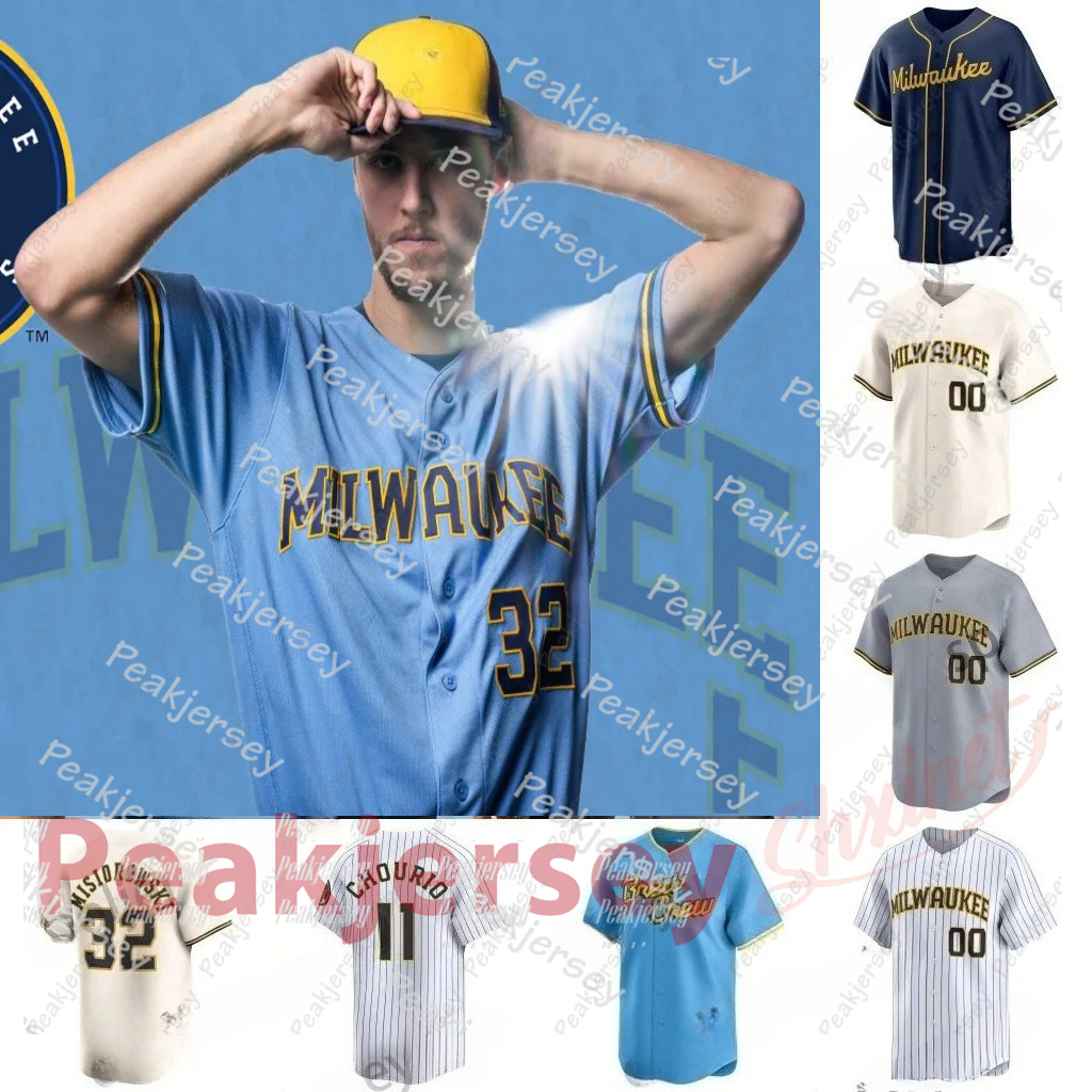 11 Jackson Chourio 2026 Season New Alternate Jersey Christian Yelich William Contreras Rhys Hoskins Sal Frelick Jacob Misiorowski Perkins Baseball Jerseys