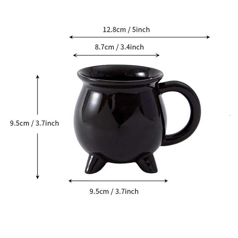 Creative Witches Brew Witch Cauldron Coffee Mug Black Ceramic Coffee Cups Halloween Tabletop Decoration For Halloween M251206 - view 7