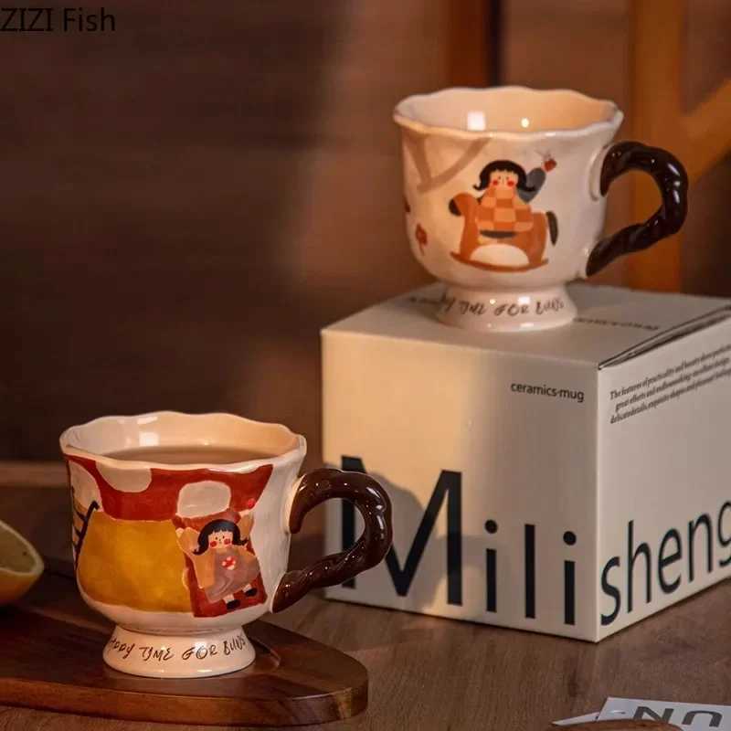 Cute Fairy Tale Painted Ceramic Mug Cupsaucer Dining Table Coffee Cup Milk Tea Mugs Afternoon Tea Teacup Fruit Juice Container M251206 - view 4