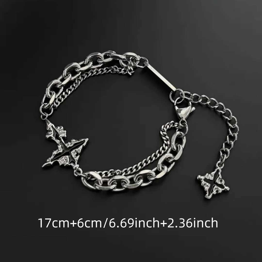 Retro Flame Cross Bracelet For Men Woman Hip Hop Titanium Steel Splice Chain Charm Unisex Jewelry Cool Kpop Luxury Accessories W251206