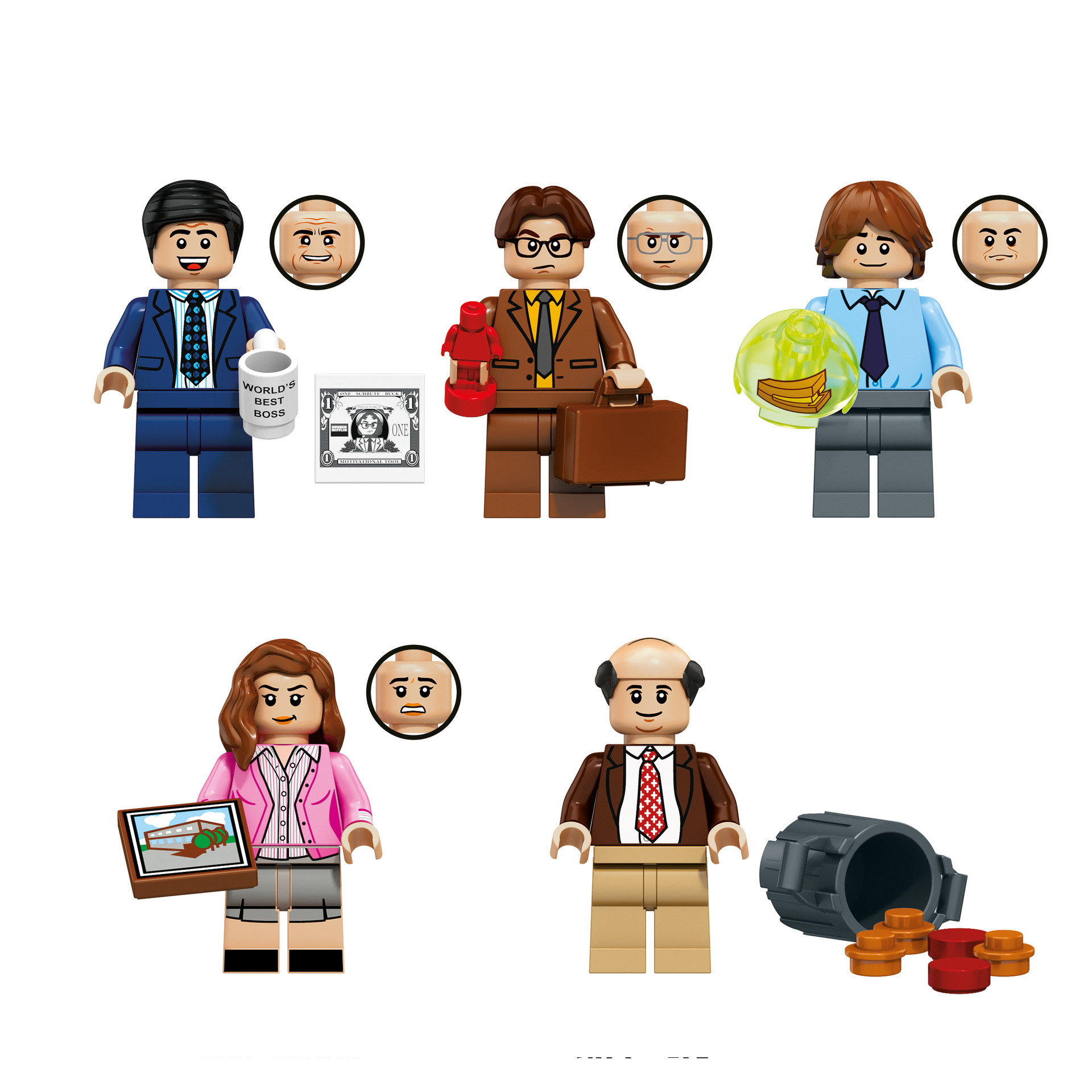 Foreign trade cross-border commodity assembly building blocks MB1002 American drama office series bagged building blocks doll