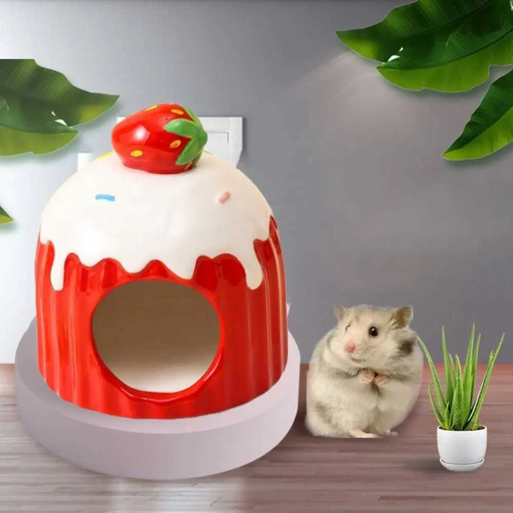 Pet Products Ceramic Hamster Nest Cake Shaped Cute Pet Small House Creative Cooling Hamster Bed Bird M251206