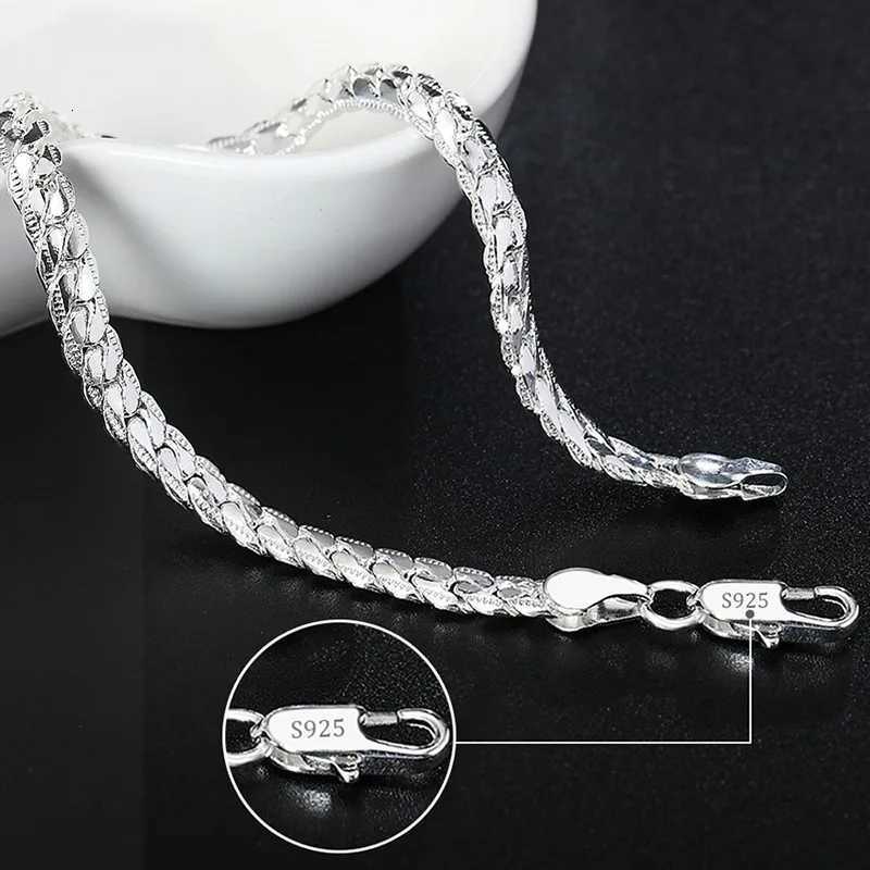 Noble 925 Sterling Silver Square Solid Chain Bracelet For Women Men Charm Party Gift Wedding Fashion Jewelry W251206
