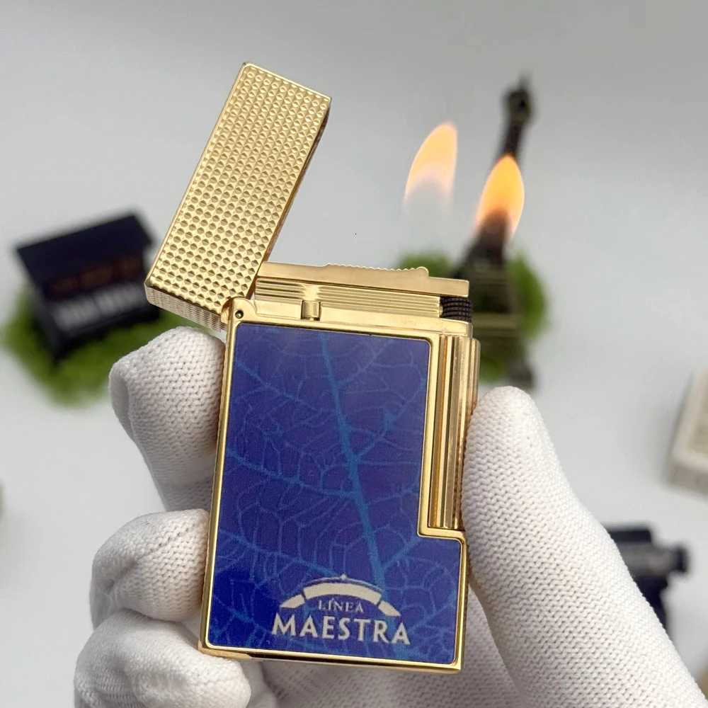 Gas Lighter Brass Lacquer Meo for Cigars Dual Flame Collectible Cigar Tools lighters for smokers Collector Gift H251206