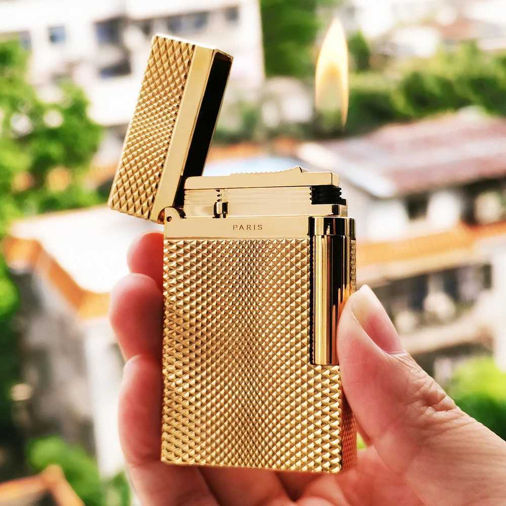 2025 Luxury Branded Metal Cigarette Gas Lighter Space Distortion Pattern Smoking Gadgets Tobacco Tools Man Birthday Gift H251206