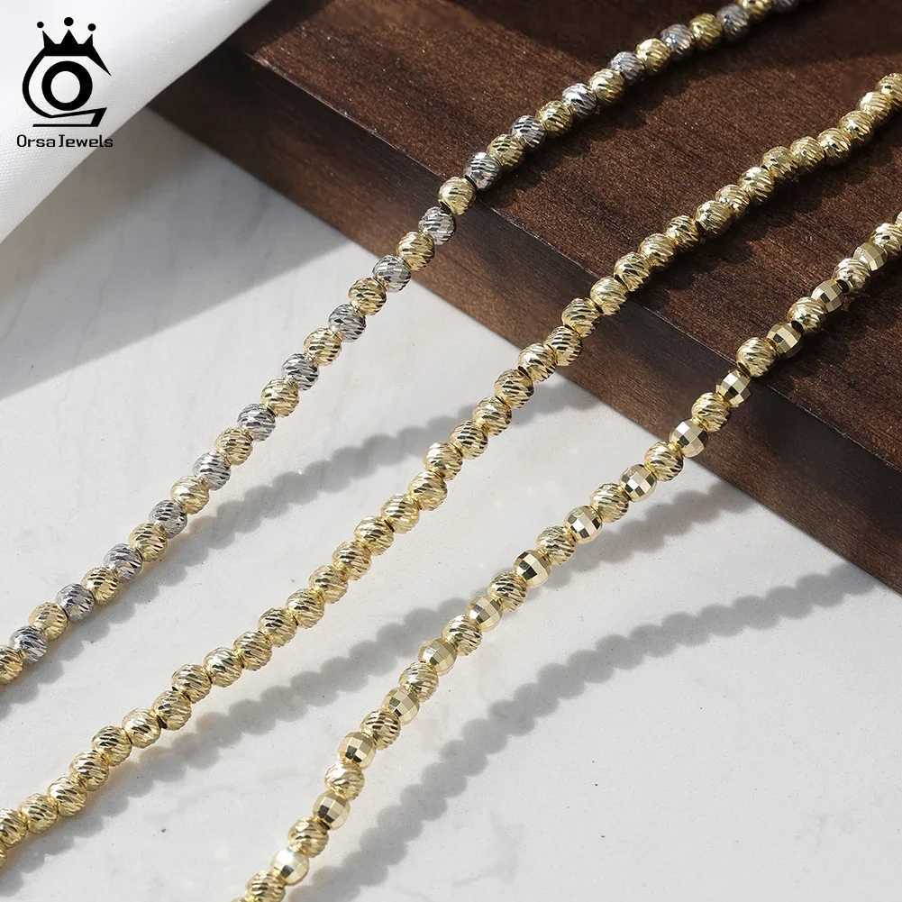 ORSA JEWELS Genuine 925 Sterling Silver 4mm Beads Bracelet For Women Fashion Dainty Hand Chain Accessories Jewelry GAB04 W251206