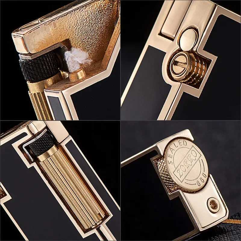 Genuine New Design Creative Metal Windproof Lighter Press Ejection Side Slip Ignition Brass Kerosene Lighter Mens Gift H251206