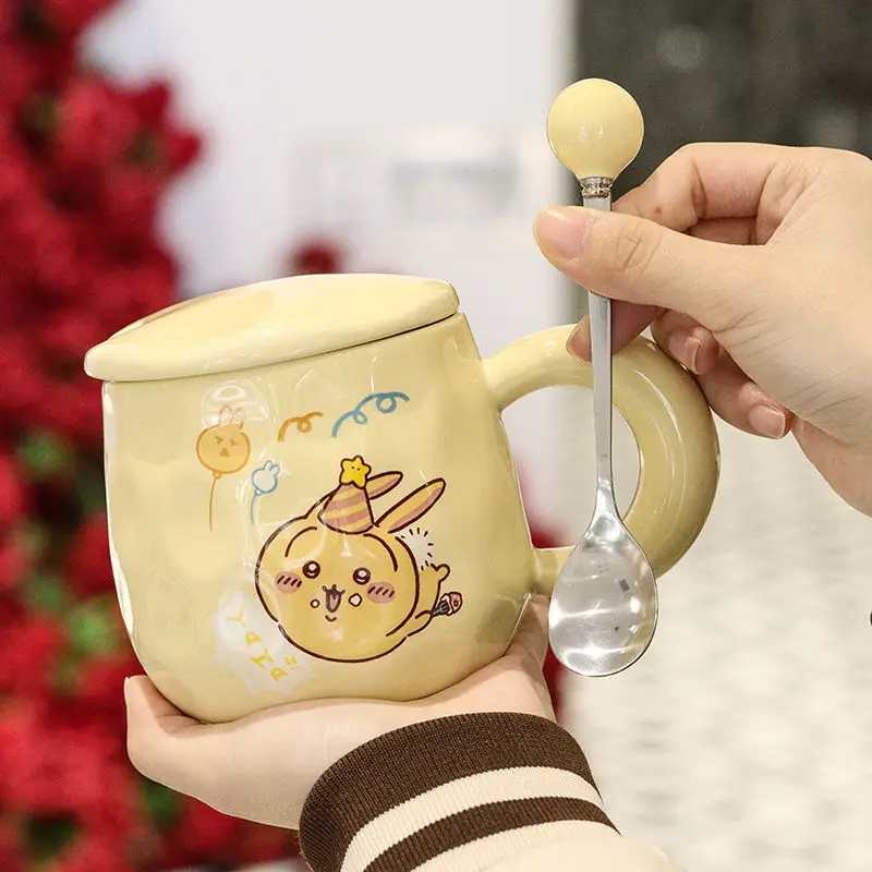 Cartoon Cute Chiikawa Usagi Ceramic Cup with Lid and Spoon Gift Box Set High-looking Mug Coffee Cup Water Cup Gift M251206 - view 5
