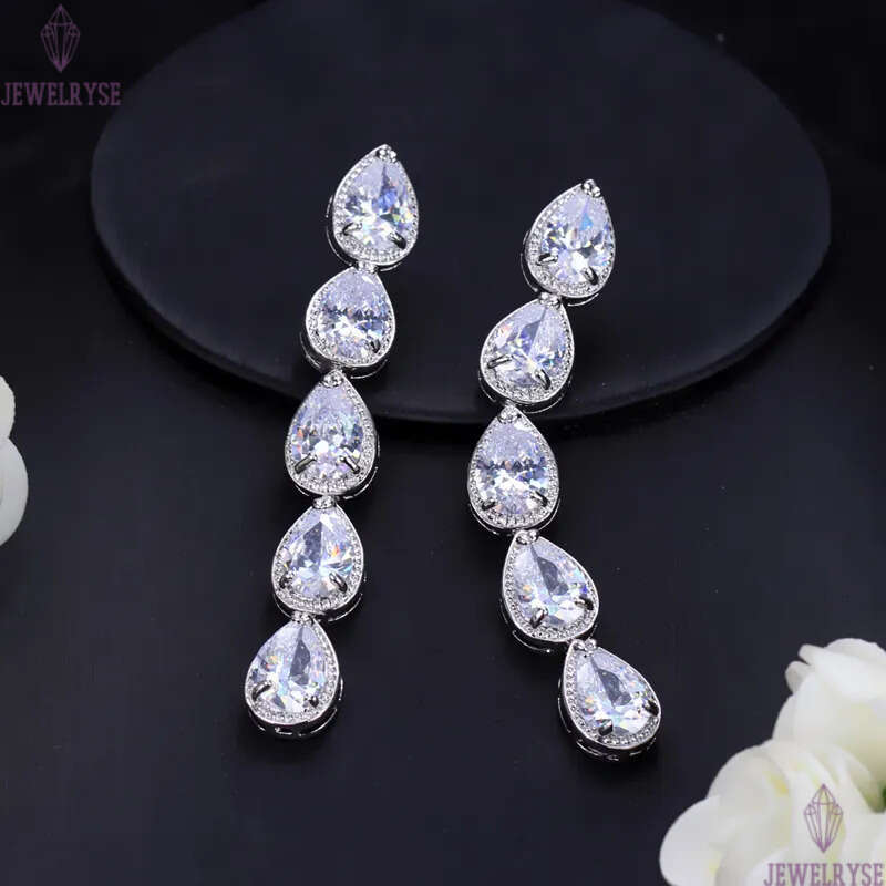 Luxury jewelry Long Dangle Water Drop earring designer for woman White AAA Cubic Zirconia Copper 18k Gold Diamond Earrings Women Bride Wedding Friend 