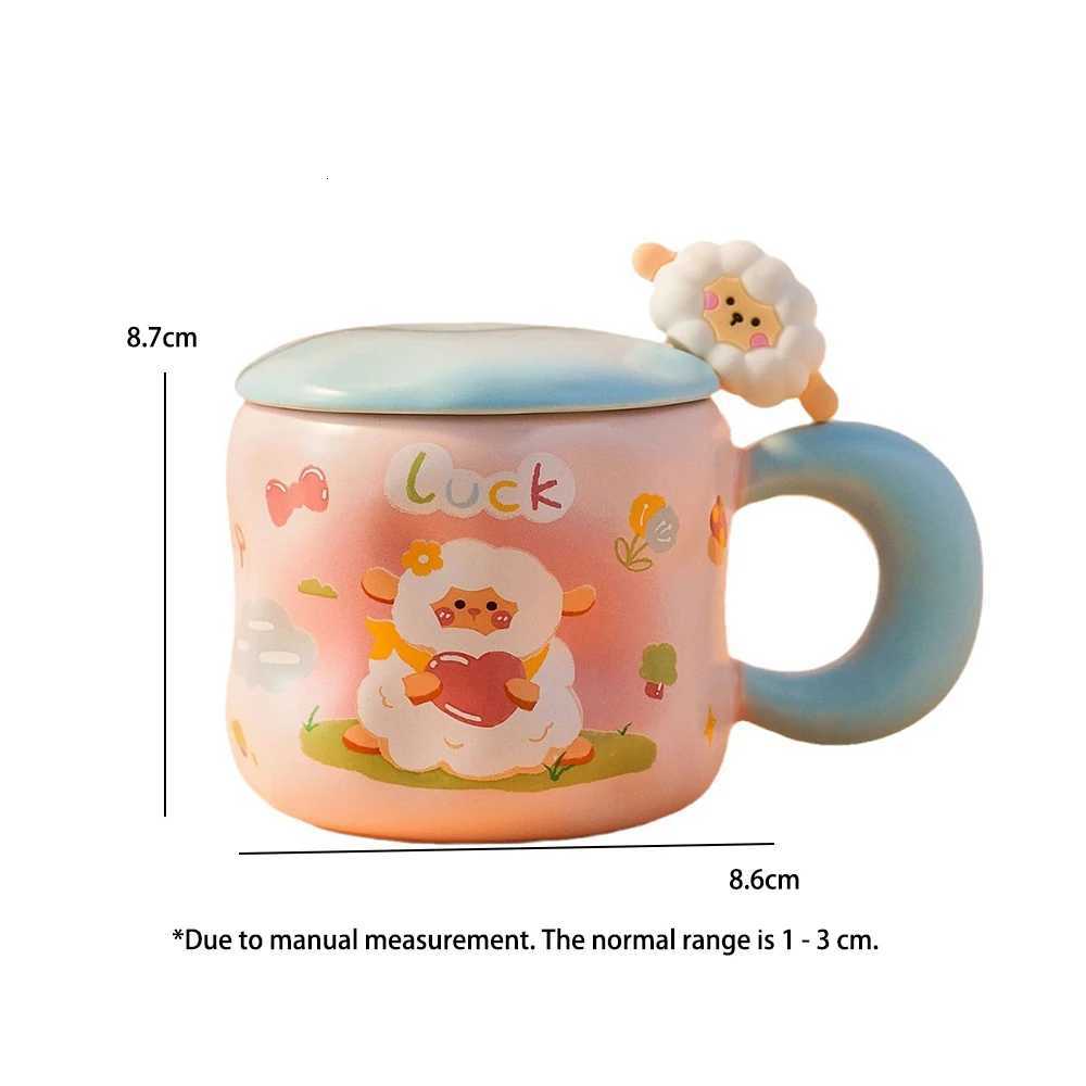 Creative Cartoon Ceramic Cup with Lid Spoon Home Office Couple Water Cups Exquisite Gift Ins Style Coffee Kawaii Milk Mug M251206 - view 6