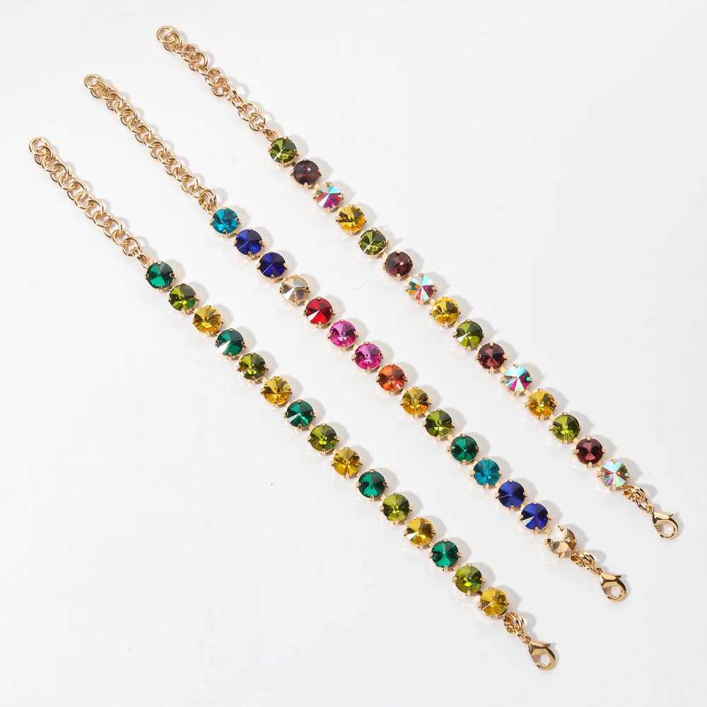 New Design Hot Deal Crystal Charms Bracelets For Women Claw Drill Set Colorful Crystal Bracelets Lobster Clasp Link Chain W251206