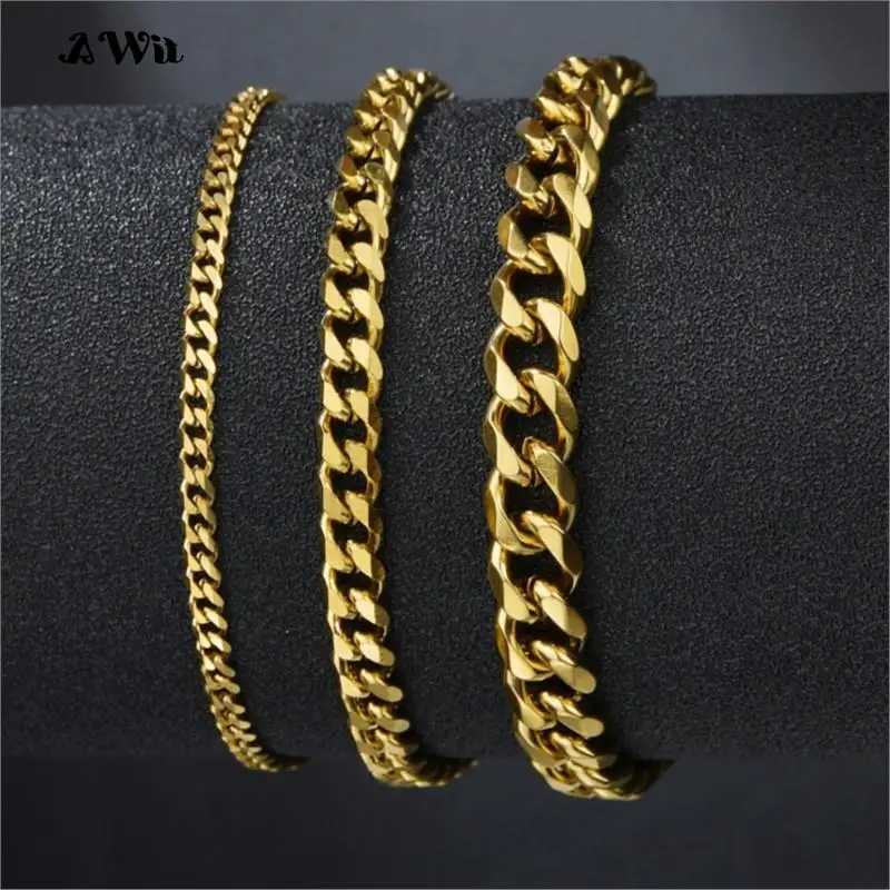 3-11mm Chunky Miami Curb Chain Bracelet for Men Stainless Steel Cuban Link Chain Wristband Classic Punk Silver Color Jewelry W251206