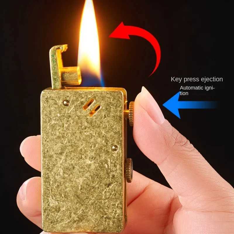 Mtifunctional One-click Kerosene Lighter Autatic Ignition Creative Retro Grinder Metal Lighter ic Flame H251206