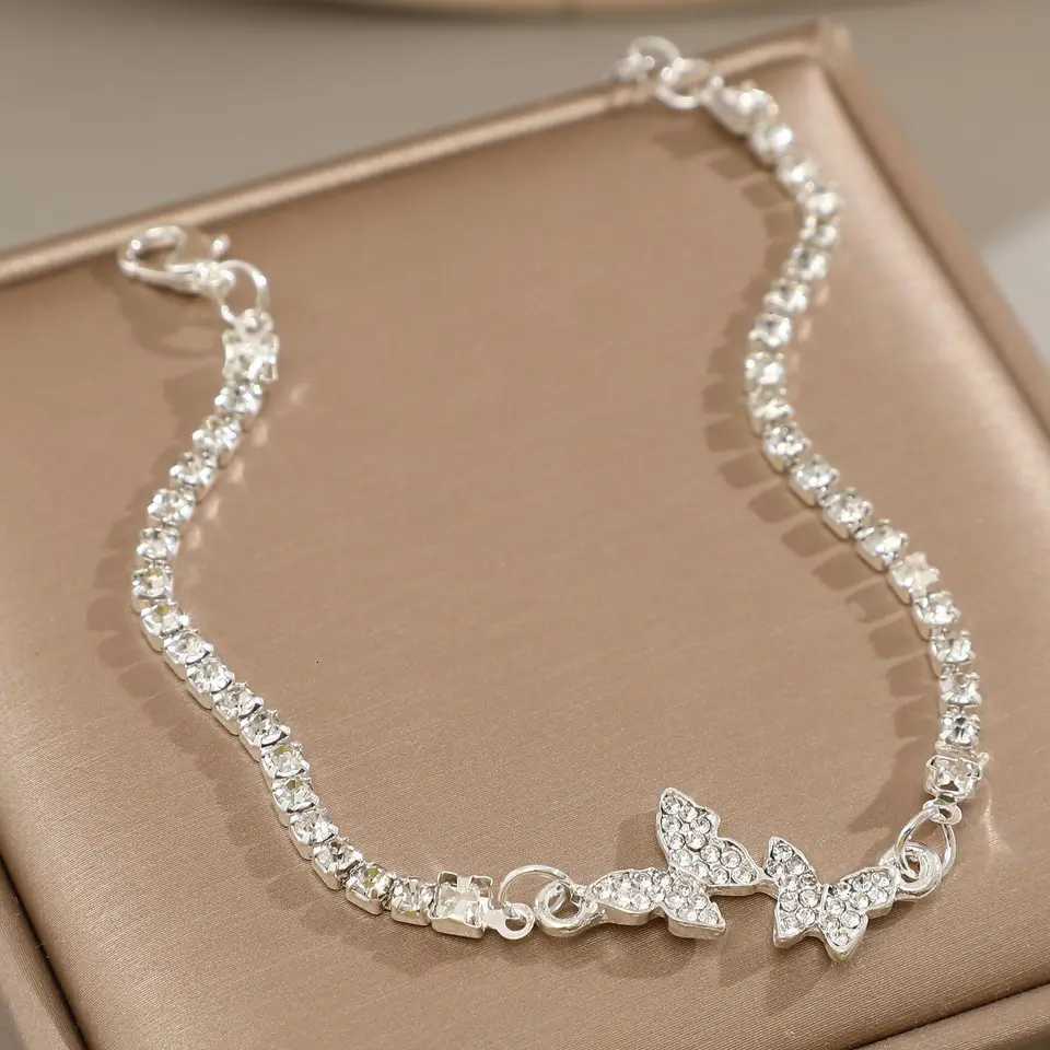 925 Sterling Silver Butterfly Bracelet For Women Fashion Luxury Rhinestone Charm Bracelets Versatile Bling jewelery Party Gifts W251206