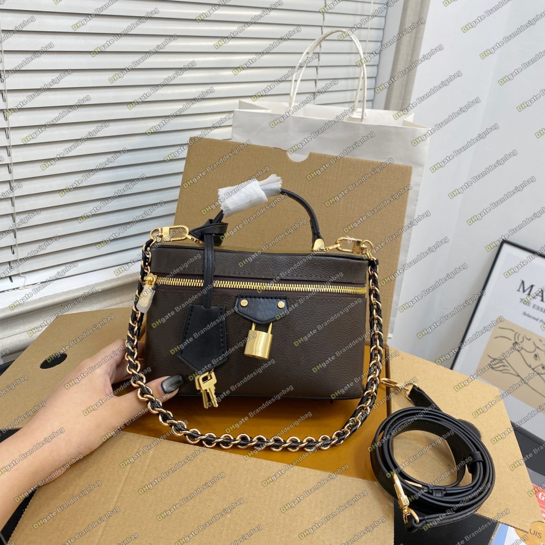 Designer Vanity Makeup Box Women sac luxe Shoulder Bag Cosmetic Pochette Luxury Brown Flower Toiletry Handbag Crossbody Purses Walle