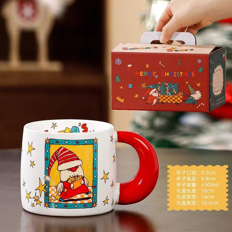 Santa Claus Snowman Ceramic Cup Large Capacity Breakfast Milk Mug Exquisite Afternoon Tea Flower Tea Coffee Cup Christmas Gifts M251206 - view 4