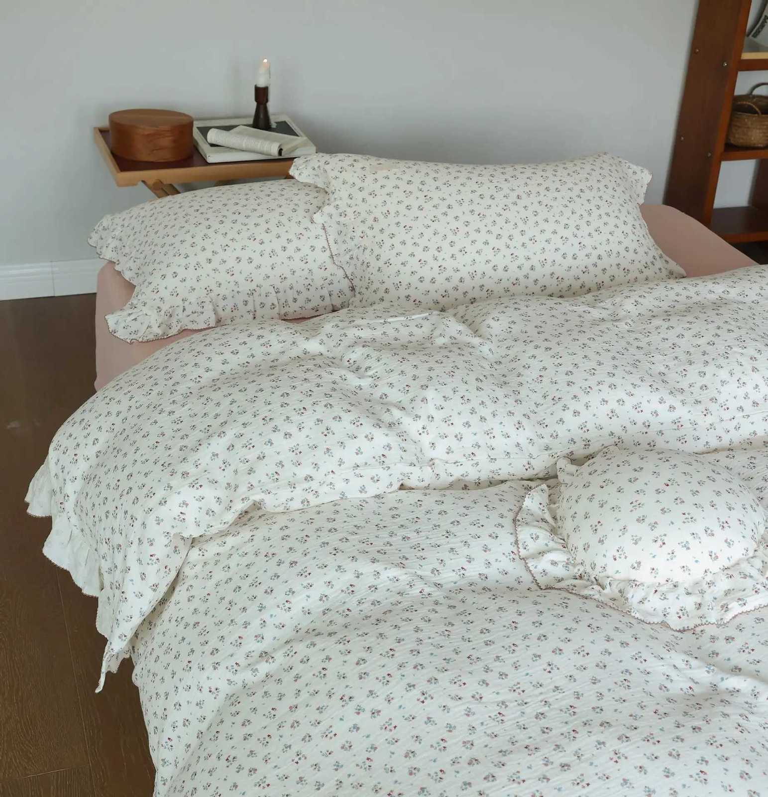 Premium 100 Gauze Cotton Duvet Cover with Ruffles Soft Breathable Farmhouse Bedding Cforter Quilt Cover No lowcase Sheet H251206