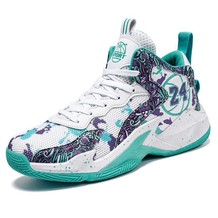 Top mesh basketball sneakers Men's fashionable high comfortable non slip lace up durable sports shoes suitable for men's outdoor activities 