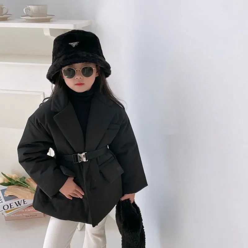 Fashion Baby Boy Girl Cotton Padded Suit Jacket Waist Belt Child Spring Autumn Winter Coat Warm Outwear Baby Clothes 2-10YW251206