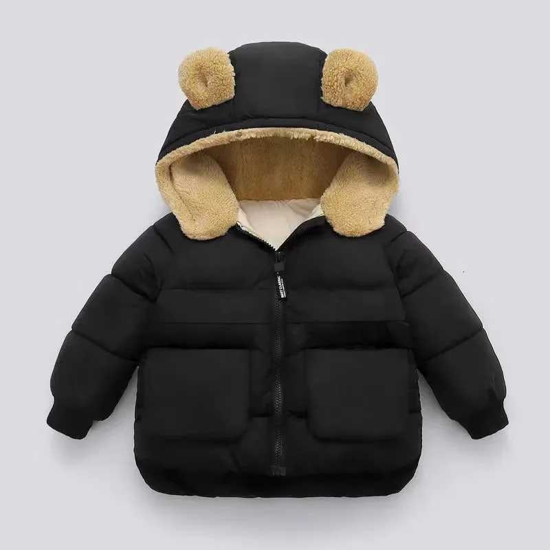 Baby Boys Girls Thicken Hooded Zipper Down Jackets Kids Casual Cotton-padded Solid Plush Coat Childrens Winter Warm OuterwearW251206