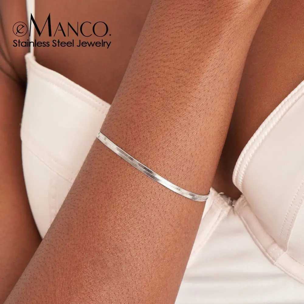 eManco Fashion Fine Jewelry Flat Snake Chain Bracelet Original Niche Design Stainless Steel Adjustable Accessories Factory Outle W251206