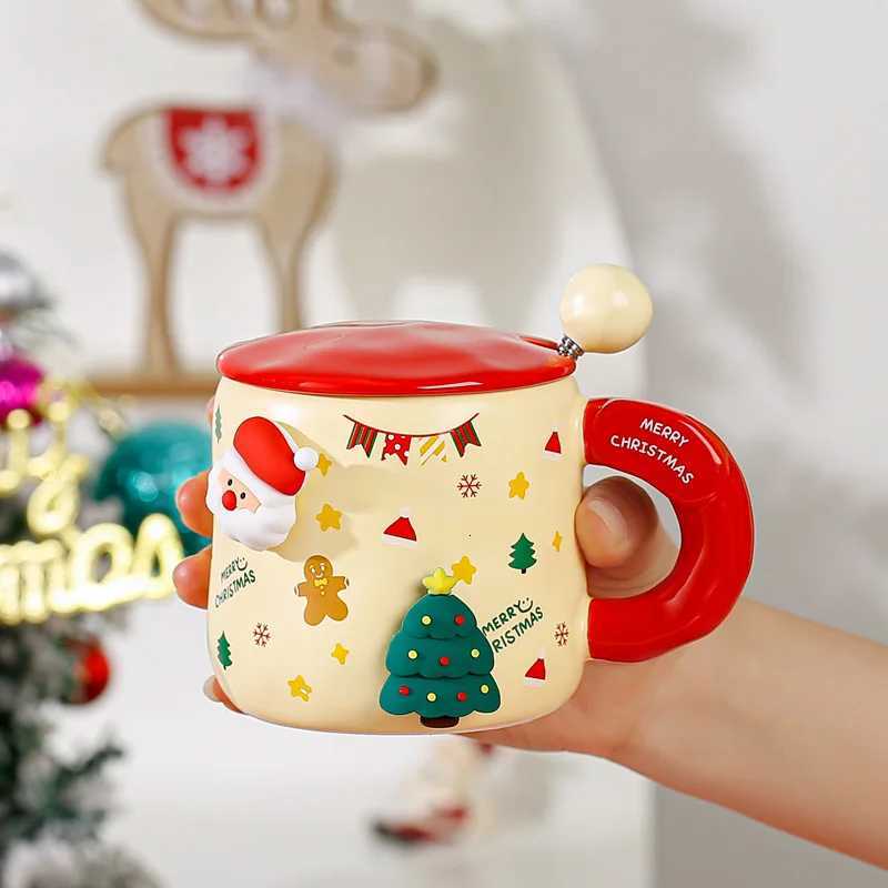 Christmas themed ceramic mug coffee cup water cup breakfast milk cup Home kitchen drinking cup Cup body magnet adsorption doll M251206 - view 5