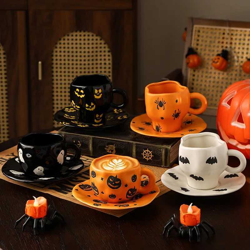 Creative Halloween Ceramic Mug Disc Set Household Kitchen Coffee Cup Plates Pumpkin Bat Milk Oat Breakfast Cup Set Festival Gift M251206 - view 3
