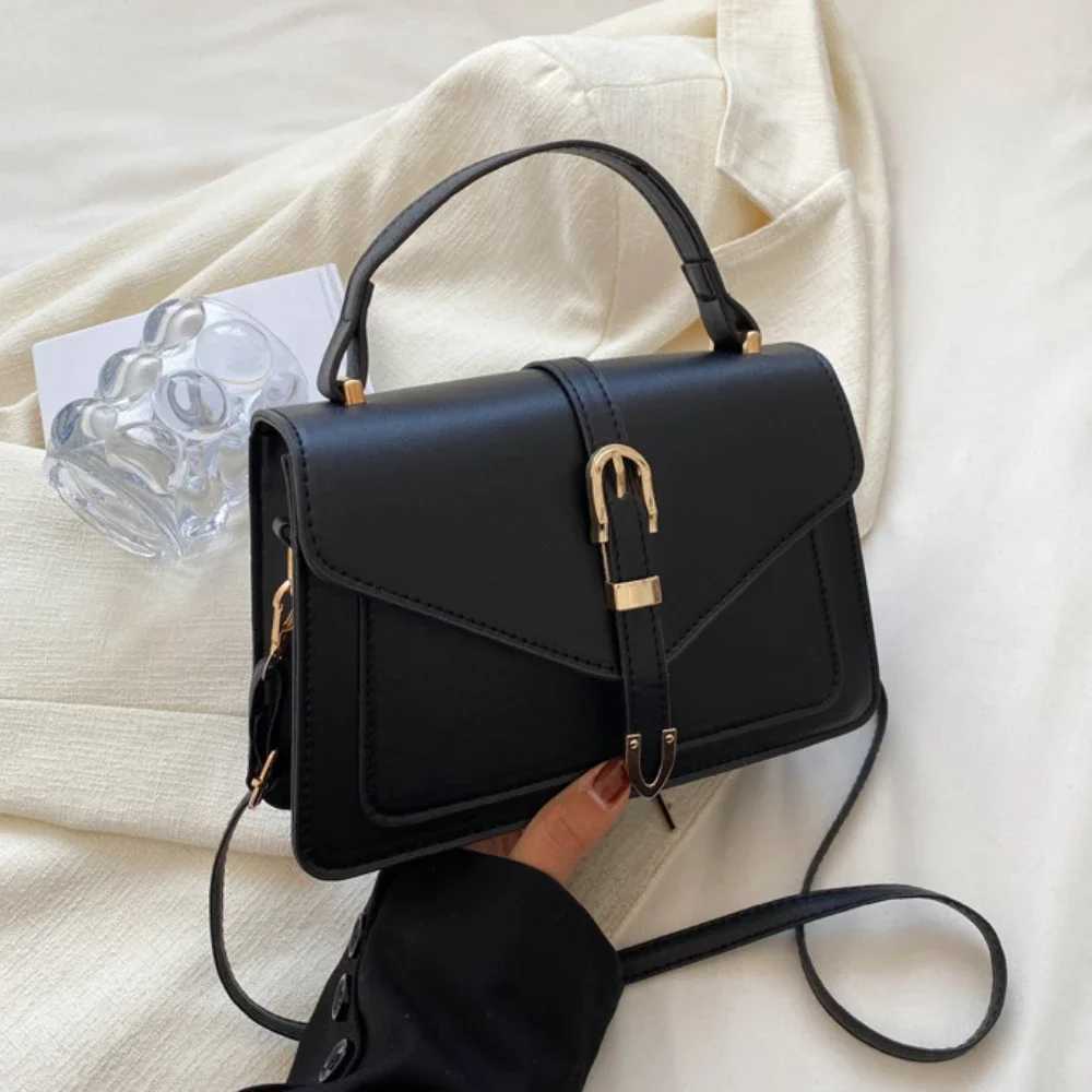 Fashionable Minimalist Crossbody Bag with Top Handle and Flap for Women Solid Color Square Purse with Simple Design Womens BagT251206