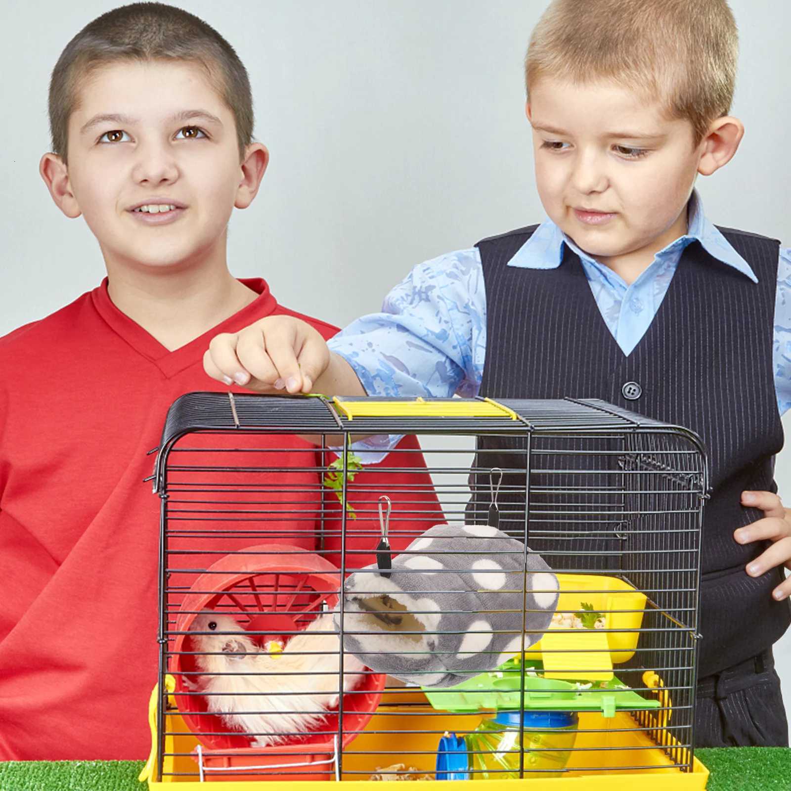 Winter Warm Cotton Parrots Nest House Cage Hammock Size M Grey Animal Hut Heat Preservation Shelter for Small Pets M251206