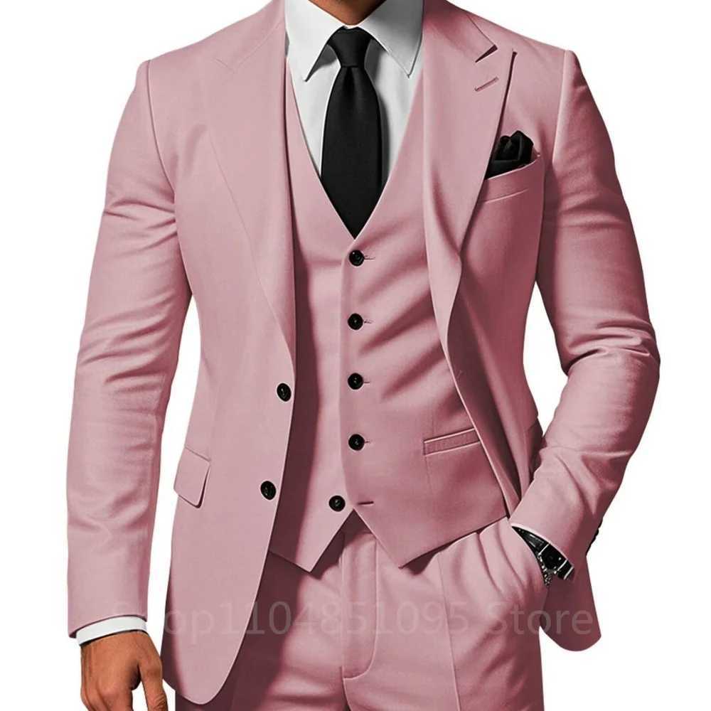 3 Piece Mens Wedding Suits Formal Groom Tuxedo Prom Party Male Fashion Clothing Set with Peak Lapel Jacket Pants Vest M260313