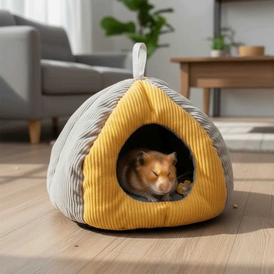 Pet Hanging Beds Warm Winter Hamster Cotton Nest Windproof Plush Rabbit Sleeping Nest Thickened Soft Mouse Bed House Bed Room M251206
