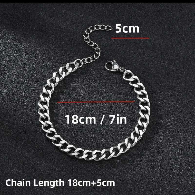 HNSP 3MM-15MM Thick Stainless Steel Cuban Chain Bracelet For Men Adjustable Size Trend Accessory Jewelry Hand Chains Male W251206