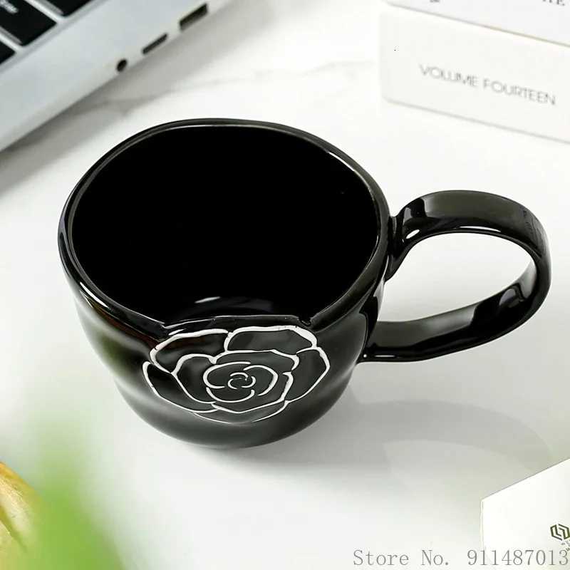 Creative Camellia luxury Flower Pattern Mug Ceramic Cups Breakfast Coffee Milk Tea Fruit Juice Household items Water Cup 260ml 1Pc M251206 - view 5