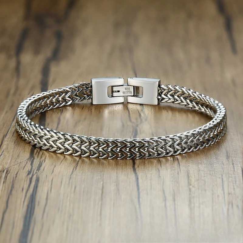 Stylish Franco Link Chain Bracelets for Men Boys65mm Stainless Steel Bali Foxtail Chain WristbandTrendy Male Jewelry Gifts W251206