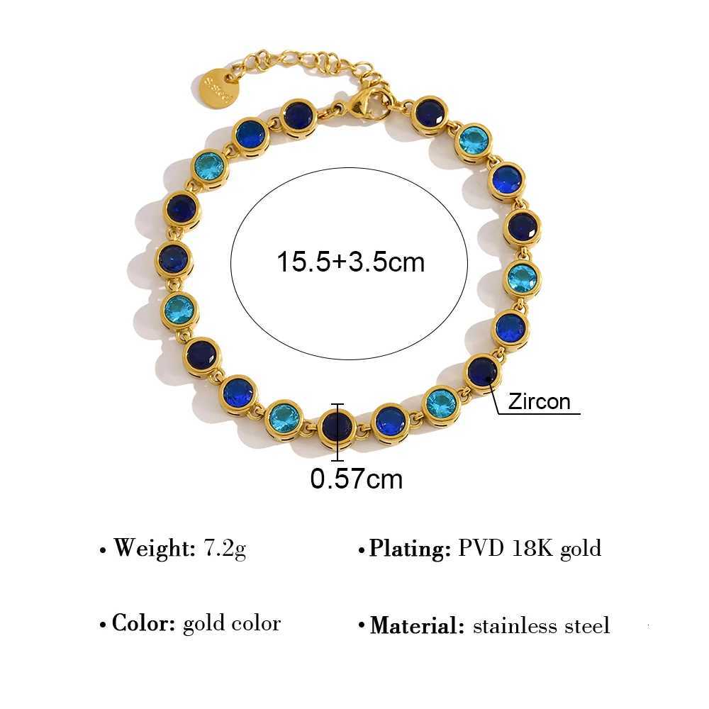 YACHAN Luxury Blue Zircon Crystal Bracelet for Women Chic 18K Gold Plated Stainless Steel Trendy Waterproof Jewelry W251206