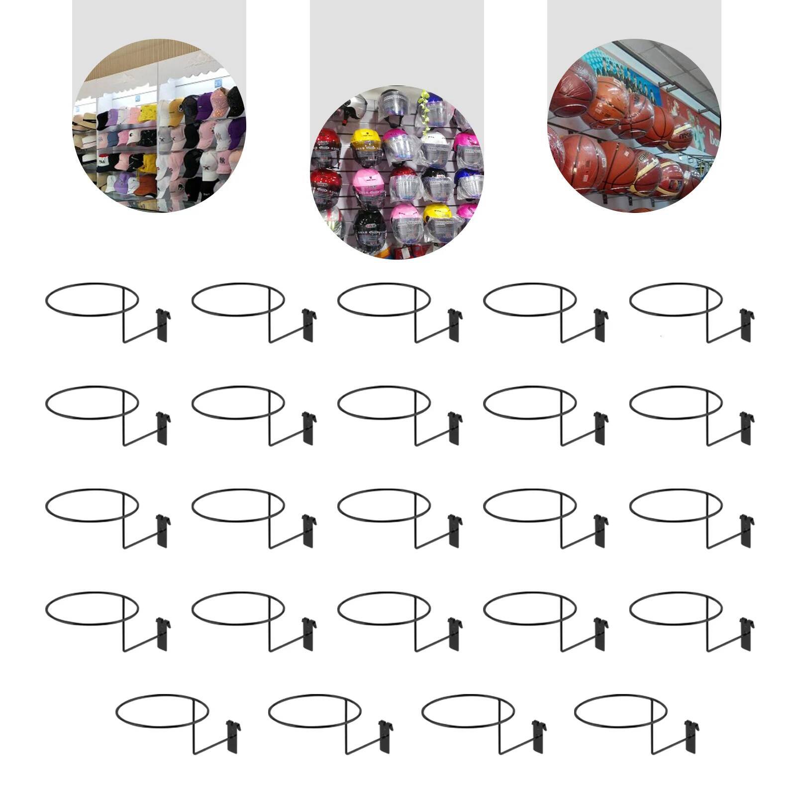 24-Piece Set, Hook Wire Wall Rack,Multiple Hooks Hat Display, Suitable For Retail Grid Walls & Wardrobes, Black